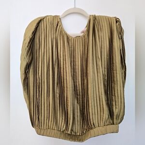 Elegant Pleated Green Women's Top